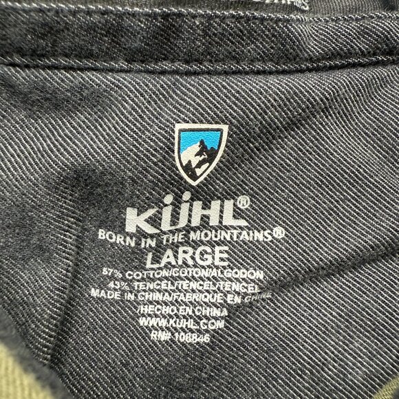 Kuhl Work Shirt Men L Green Long Sleeve Cotton Tencel Canvas Pockets - Picture 8 of 15